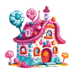 Cartoon Kawaii Fantasy candy house vector