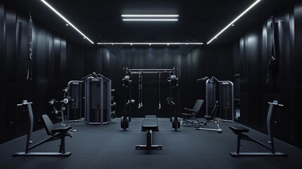 Modern Black and White Gym Interior Design: Minimalist Fitness Space