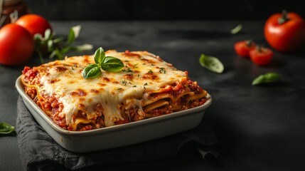Authentic lasagna served hot