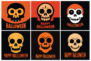 Halloween t-shirt design with Halloween skull background and text Happy Halloween