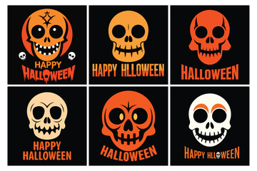 Halloween t-shirt design with Halloween skull background and text Happy Halloween