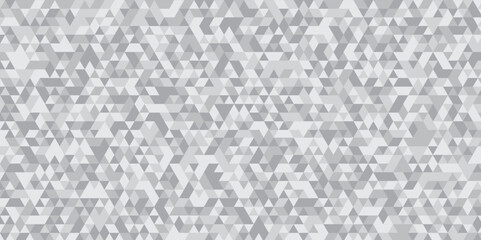 Abstract geometric white and gray background seamless mosaic and low polygon triangle texture wallpaper. Triangle shape retro wall grid pattern geometric ornament tile vector square element.
