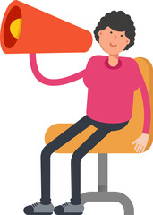 Man Character and Megaphone
