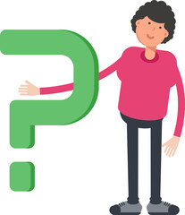 Man Character and Question Mark
