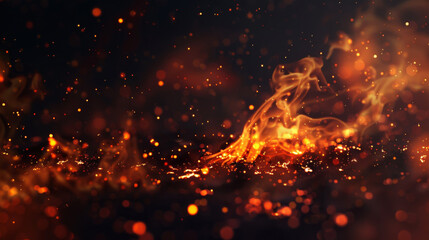 isolated embers glowing fiercely in the vast darkness of space. Each ember emits a radiant glow of red, orange, and yellow against the pitch-black backdrop, resembling stars in the night sky