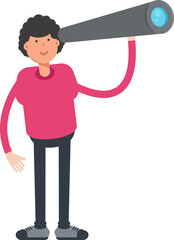 Man Character Using Binoculars
