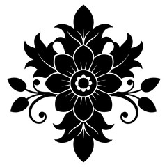 Vintage floral decor silhouette high quality vector art illustration