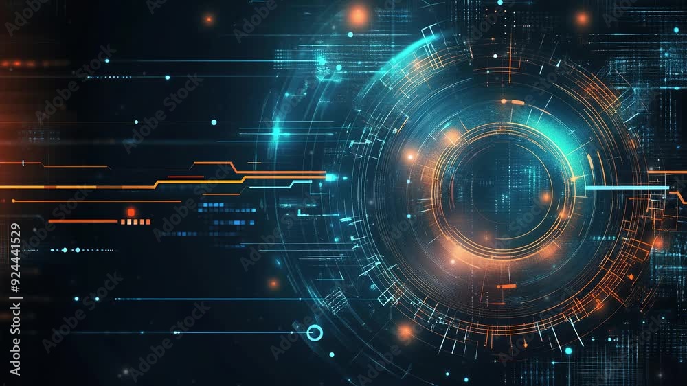 Poster abstract futuristic background with digital technology elements and circles. digital network connect