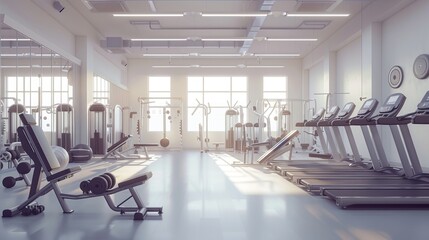 Modern Gym Interior with Exercise Equipment