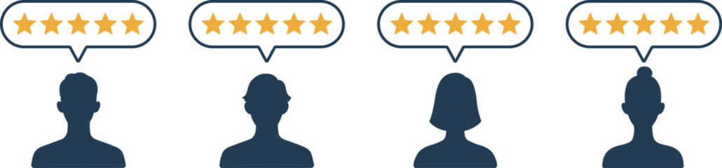 人物シルエットと星による評価のアイコンセット