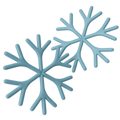 3D Rendering Snowflake Icon on Transparent Background