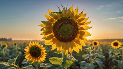 Obraz premium sunflower field at sunset