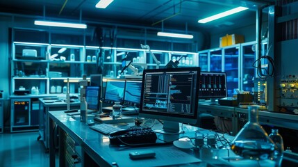 Modern Laboratory Interior with Computers and Equipment