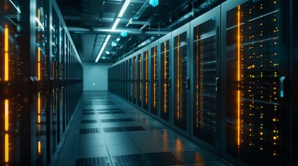Server Room Interior: Data Center Technology and Infrastructure