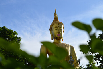 Obraz premium Buddha statue , Symbols of Buddhism, South East Asia at Wat Phra That Doi Saket temple Chiang Mai ,Northern Thailand