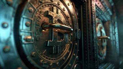 Fototapeta premium Bitcoin Vault: Secure Digital Currency Storage