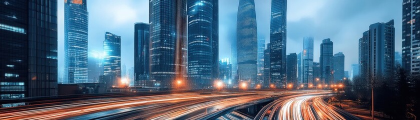 Obraz premium A futuristic city where transportation networks glow like veins under the surface, ultramodern design