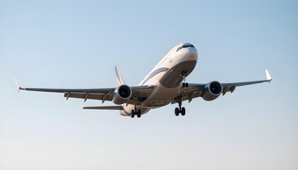 Airplane in Flight Against Clear Blue Sky