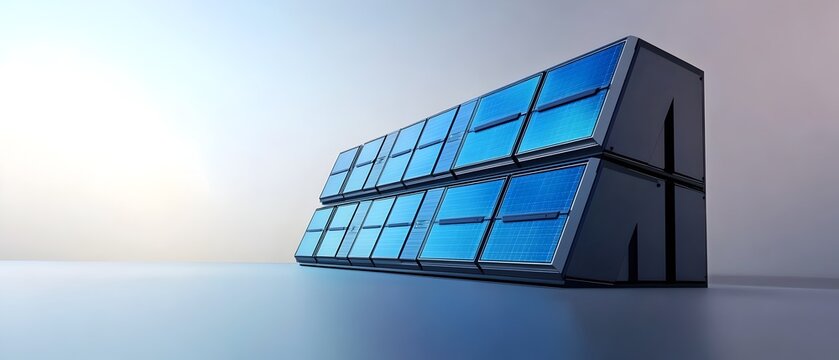 Sleek and Compact Advanced Power Cells with Efficient Energy Conversion and Cutting Edge Engineering  photographic style with ample copy space for text and branding