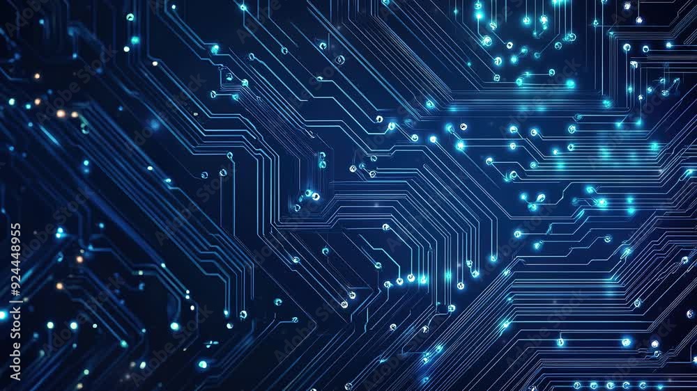 Poster abstract blue circuit board background. abstract technology background. high technology and digital 