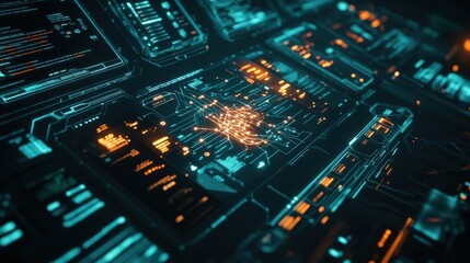 Obraz premium A futuristic investment dashboard where the connections between assets resemble glowing veins