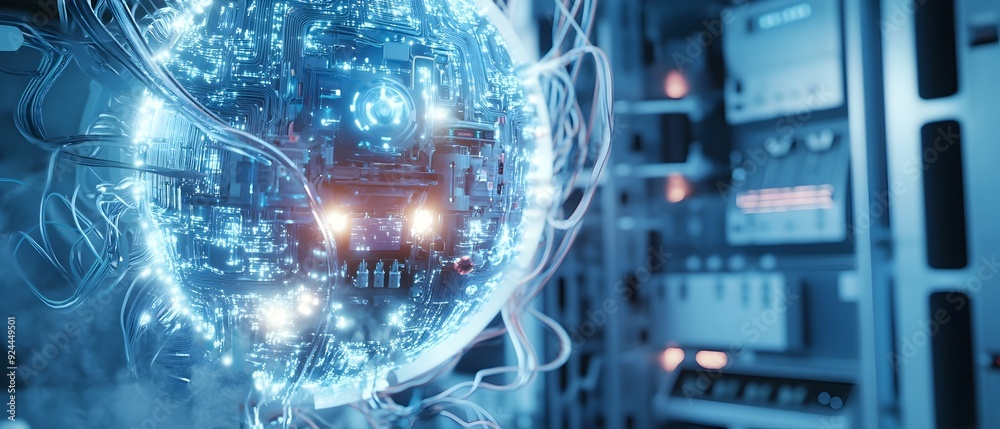 Poster advanced power cells charging in a sleek high tech laboratory environment intricate circuitry glowin