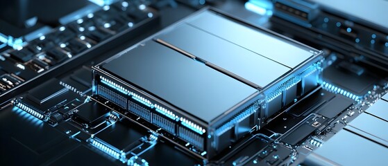 Obraz premium Cutting Edge Power Storage Solution Featuring Compact Solid State Battery Modules Rapid Charging Components