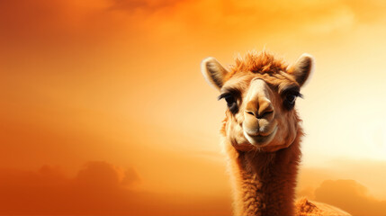 Obraz premium generated illustration of camel animal in vivid color good for background