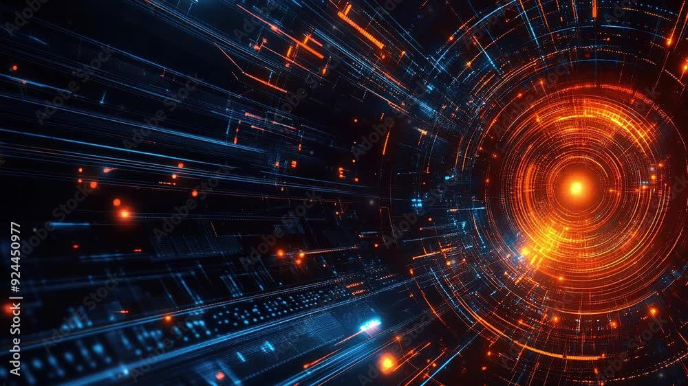 Poster abstract futuristic background with digital technology elements and circles. digital network connect