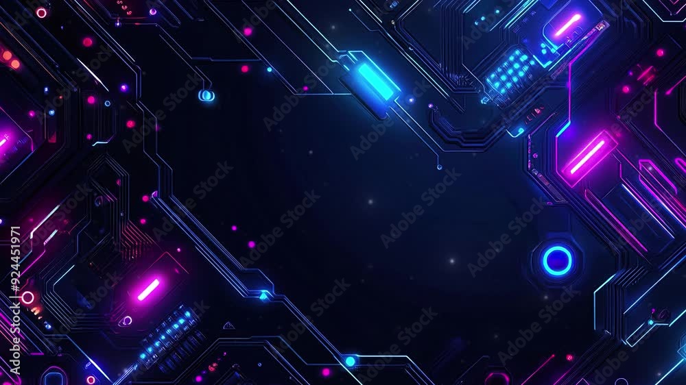 Wall mural abstract background with blue and purple color. digital circuit board. high technology and digital n