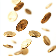 coins floating in the air