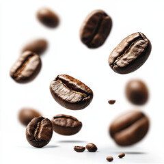 Fototapeta premium coffee beans floating in the air