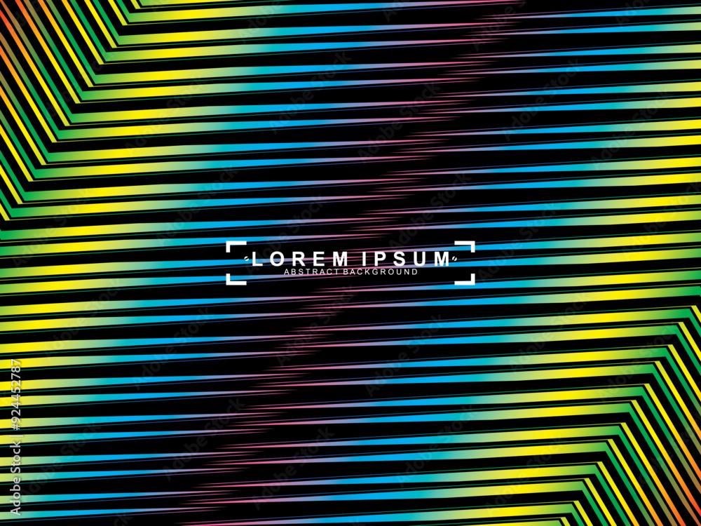 Fototapete futuristic abstract technology shining rainbow light lines with modern lines pattern black backgroun