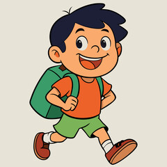 kid going back to school after summer vacation vector illustration