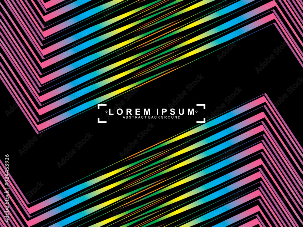 Fototapete futuristic abstract technology shining rainbow light lines with modern lines pattern black backgroun