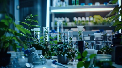 Obraz premium Plant Growth Experiment in a Science Lab