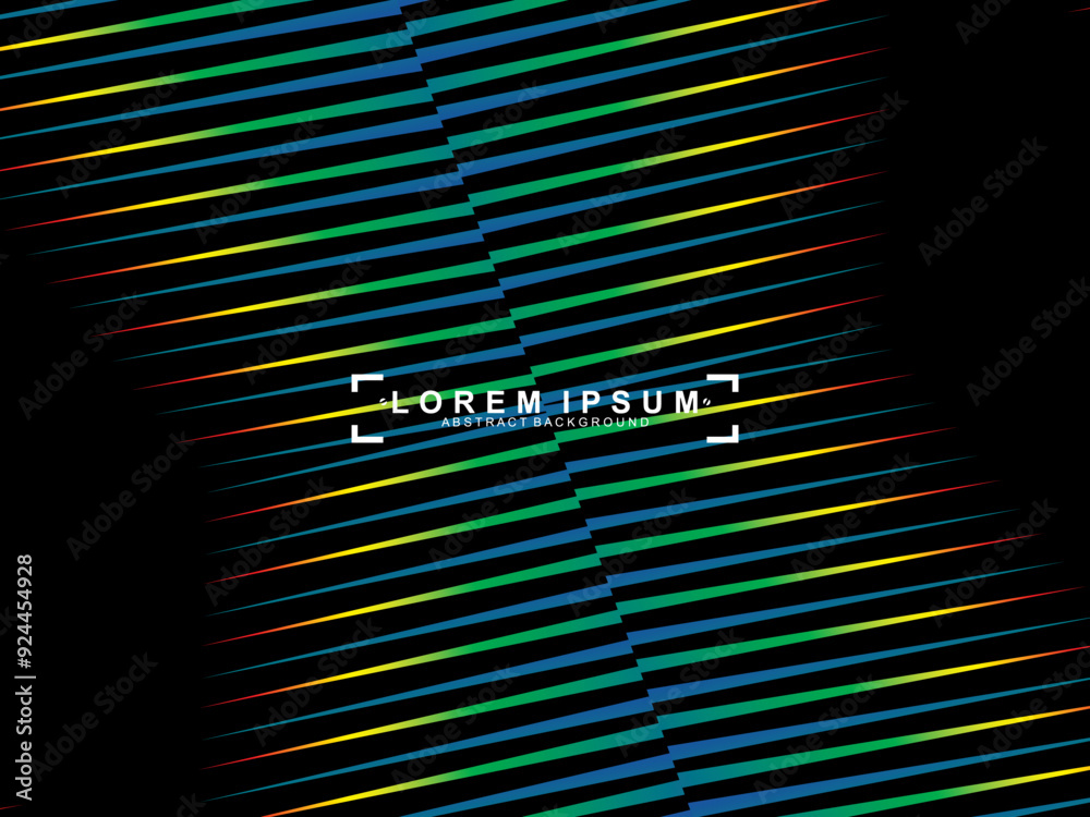 Fototapete futuristic abstract technology shining rainbow light lines with modern lines pattern black backgroun