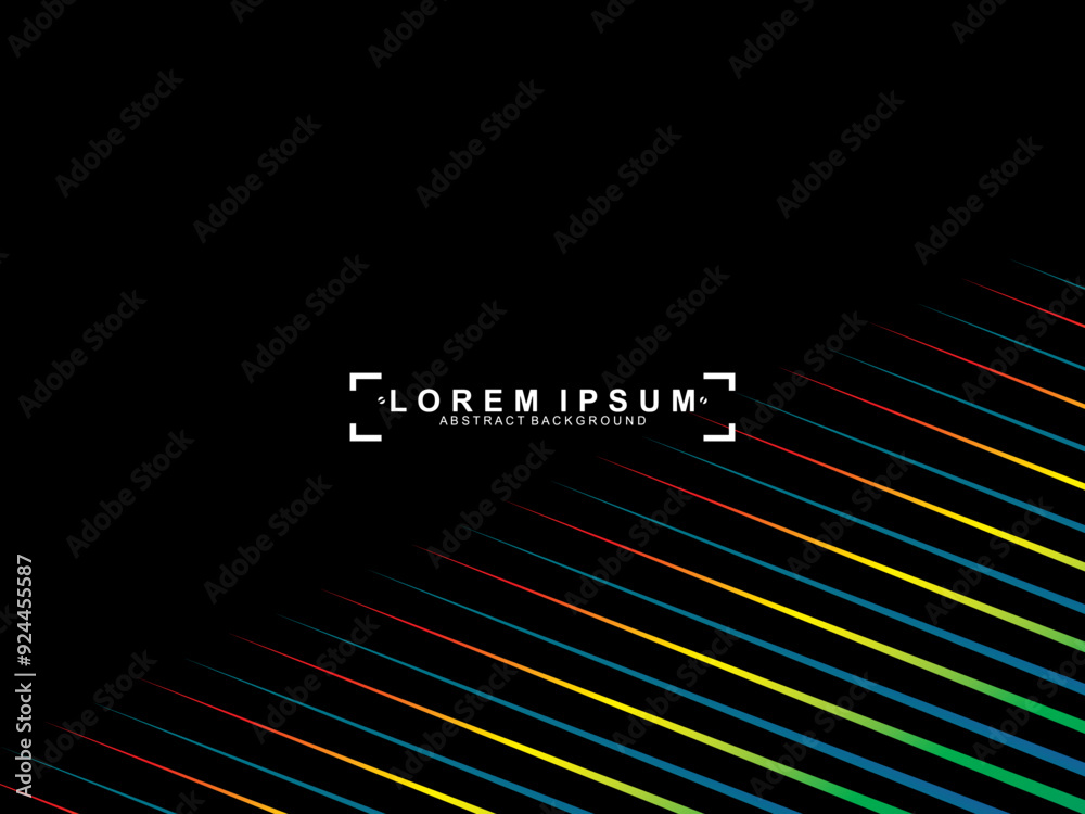 Fototapete futuristic abstract technology shining rainbow light lines with modern lines pattern black backgroun