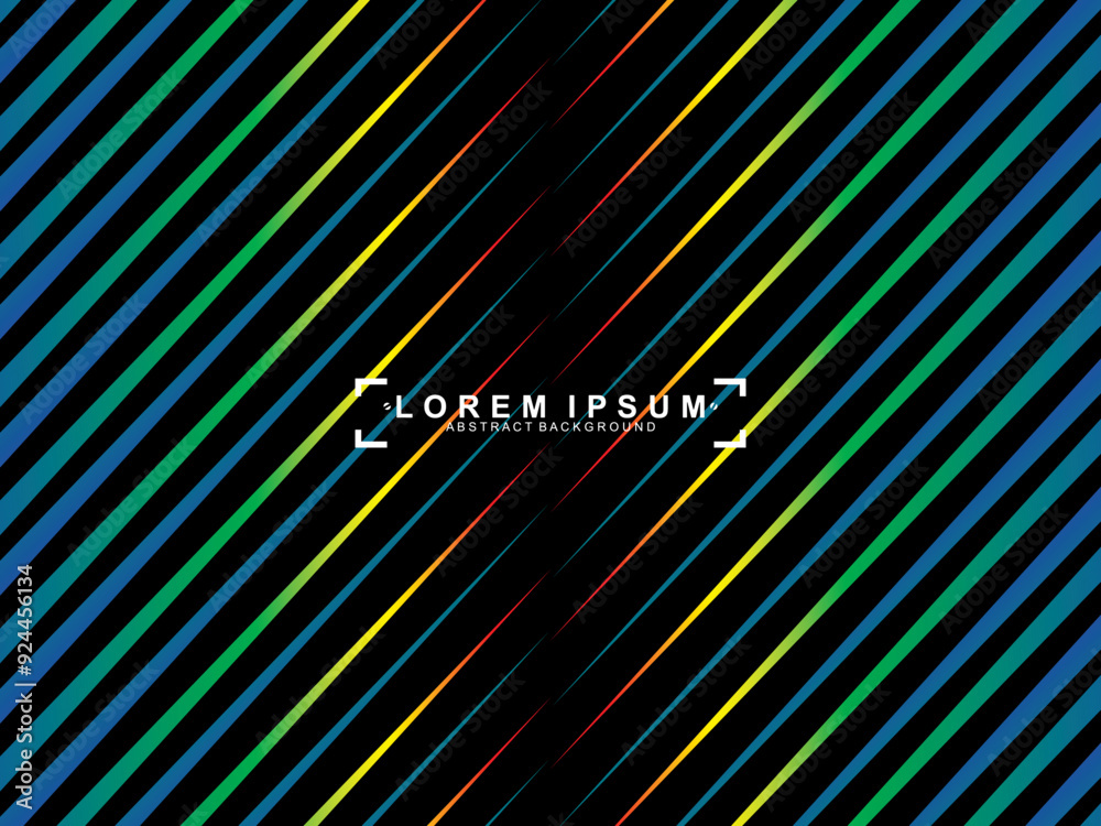 Fototapete futuristic abstract technology shining rainbow light lines with modern lines pattern black backgroun
