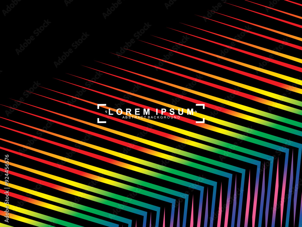 Fototapete futuristic abstract technology shining rainbow light lines with modern lines pattern black backgroun