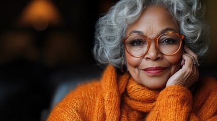 sitting at home and calling, portrait of senior woman