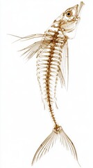 Anatomical Elegance: The Detailed Dissection of a Fish Skeleton Laid Bare on a White Background, A Study in Organic Geometry