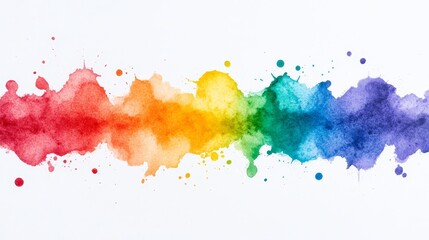 Obraz premium Watercolor splashes forming a harmonious rainbow gradient, with a focus on the delicate blending of colors and a whimsical, creative feel