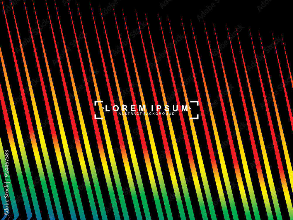 Fototapete futuristic abstract technology shining rainbow light lines with modern lines pattern black backgroun