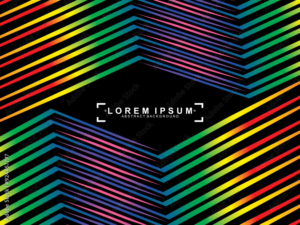 Fototapete futuristic abstract technology shining rainbow light lines with modern lines pattern black backgroun
