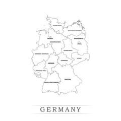 Administrative regions of GERMANY. Province, state, division name with white map with black outline. Vector illustration	
