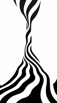  Vector design of an abstract zebra pattern, flowing in the shape, in black and white, simple, blocks