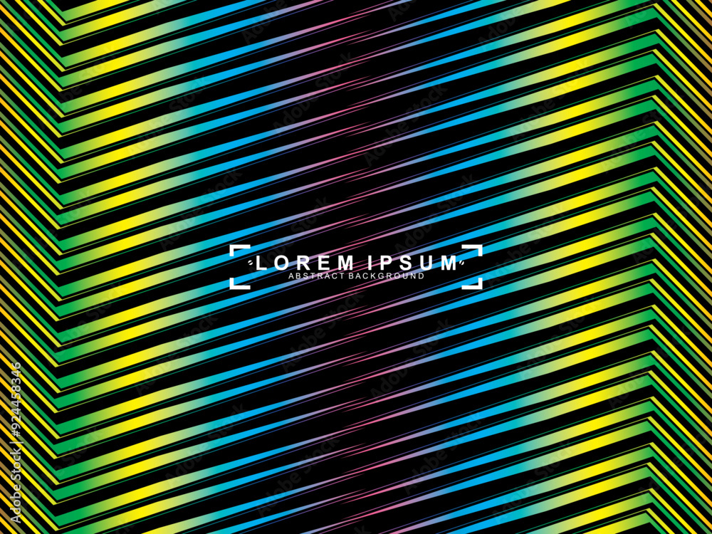 Fototapete futuristic abstract technology shining rainbow light lines with modern lines pattern black backgroun