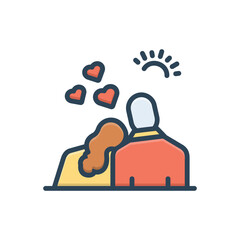 Color illustration icon for i love you
