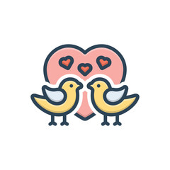 Color illustration icon for lovebirds